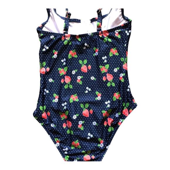 Modcloth NIP Brandy Underwire Blue Fruit Polka Dots Print One-Piece Swimsuit XS - Picture 6 of 12